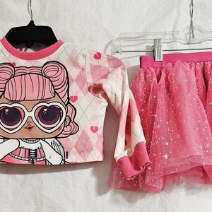 PatPat Pink and White Kids Matching Set